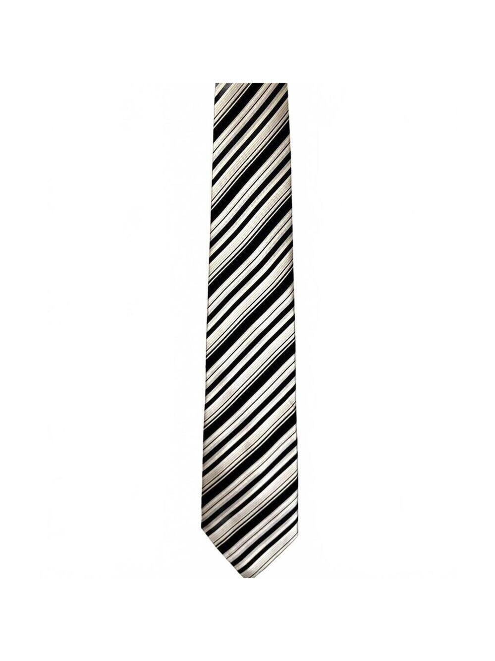 Ted Baker Knotted Collection Silk Tie Black Silver Diagonal Stripe 100% Silk